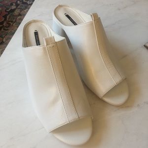 Zara White Leather Mules